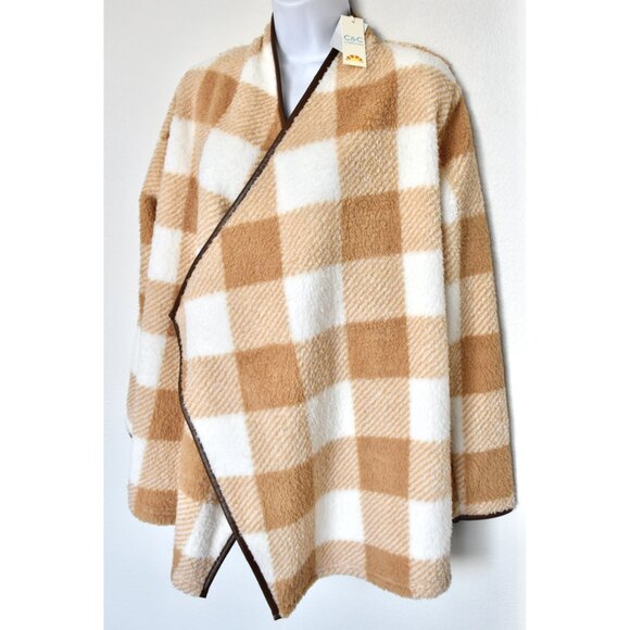 C&C CALIFORNIA NWT WATERFALL LAYERING TAN BUFFALO TOPPER JACKET. SIZE M - Picture 6 of 10